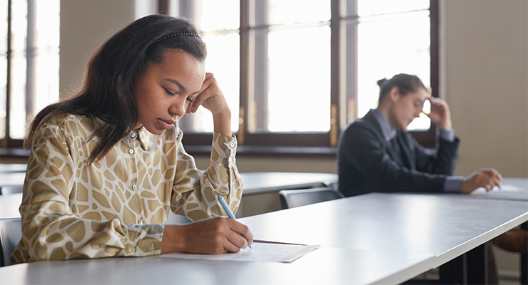 Two students taking their SAT test.