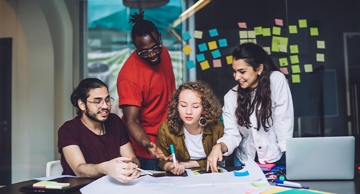 Diverse group of students studying together illustrating that campus diversity is present in colleges.