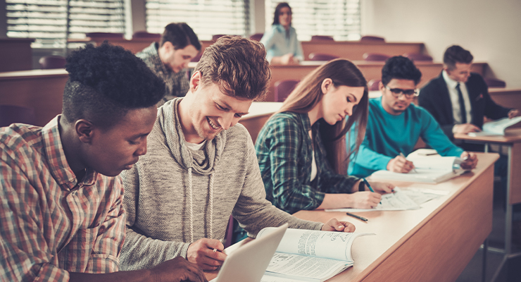 A group of students evaluating college admission offers to honors programs.