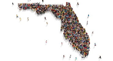 The shape of Florida made up of people.