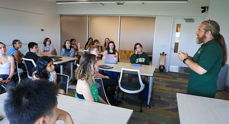 Honors students during class.