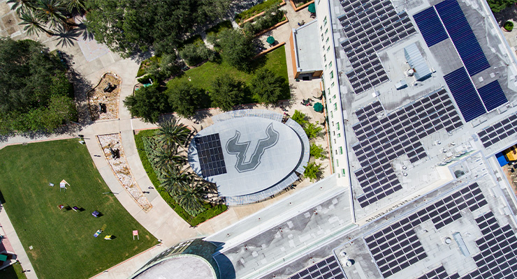 Aerial shot of the University of South Florida logo.
