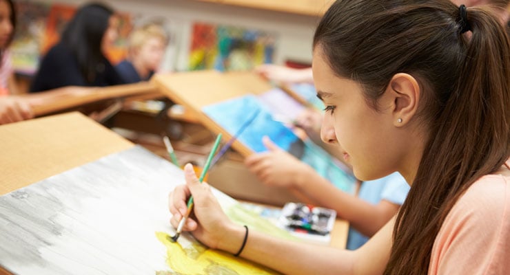 High school students taking an art elective