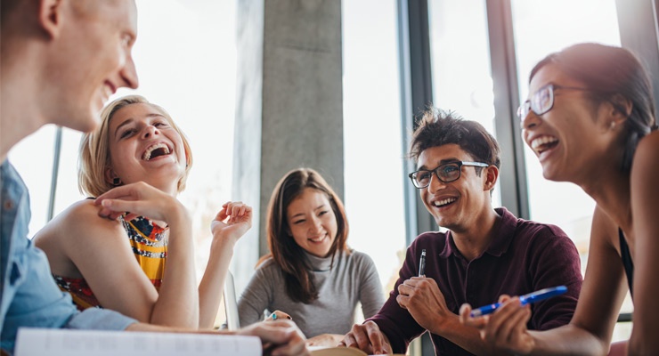 Five high school students helping each other get ready for college now.