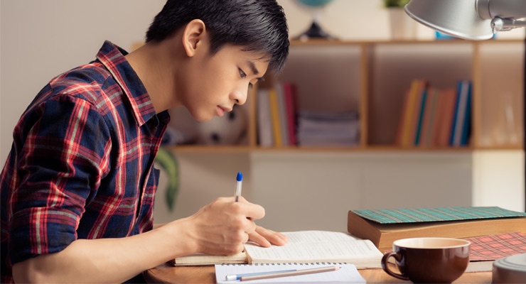 High school student studying and staying focused.