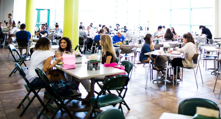 USF students eating healthy meals together.