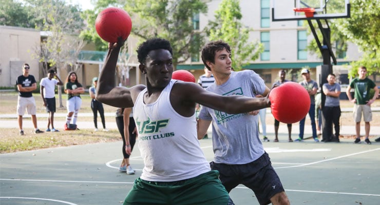 USF students playing dodgeball.