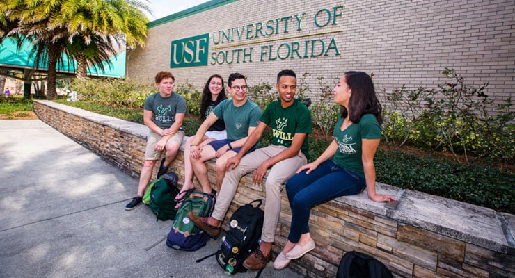 New college freshmen on a college campus