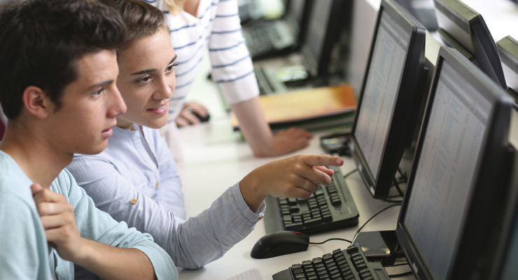 Students working on a computer