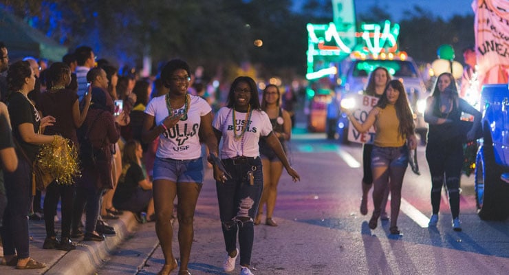 USF students in a homecoming parade.