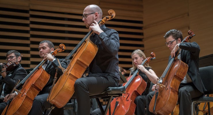 USF orchestra students performing in a concert