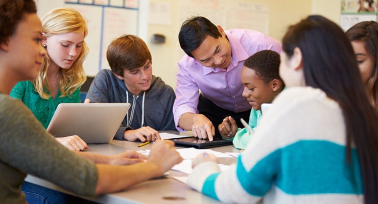 High school students in class