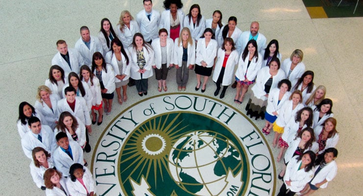 USF students in a health or medical type major during a white coat ceremony