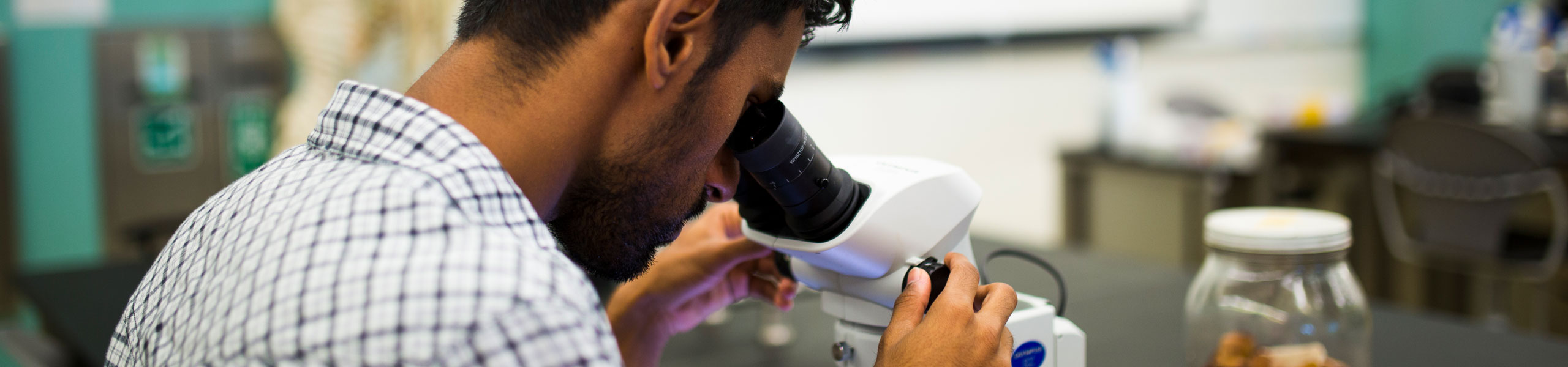 USF student using research facilities on campus.