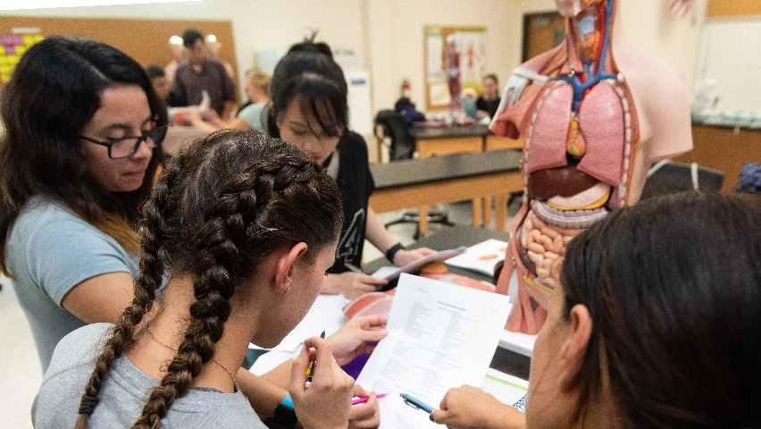 USF students taking notes In class.