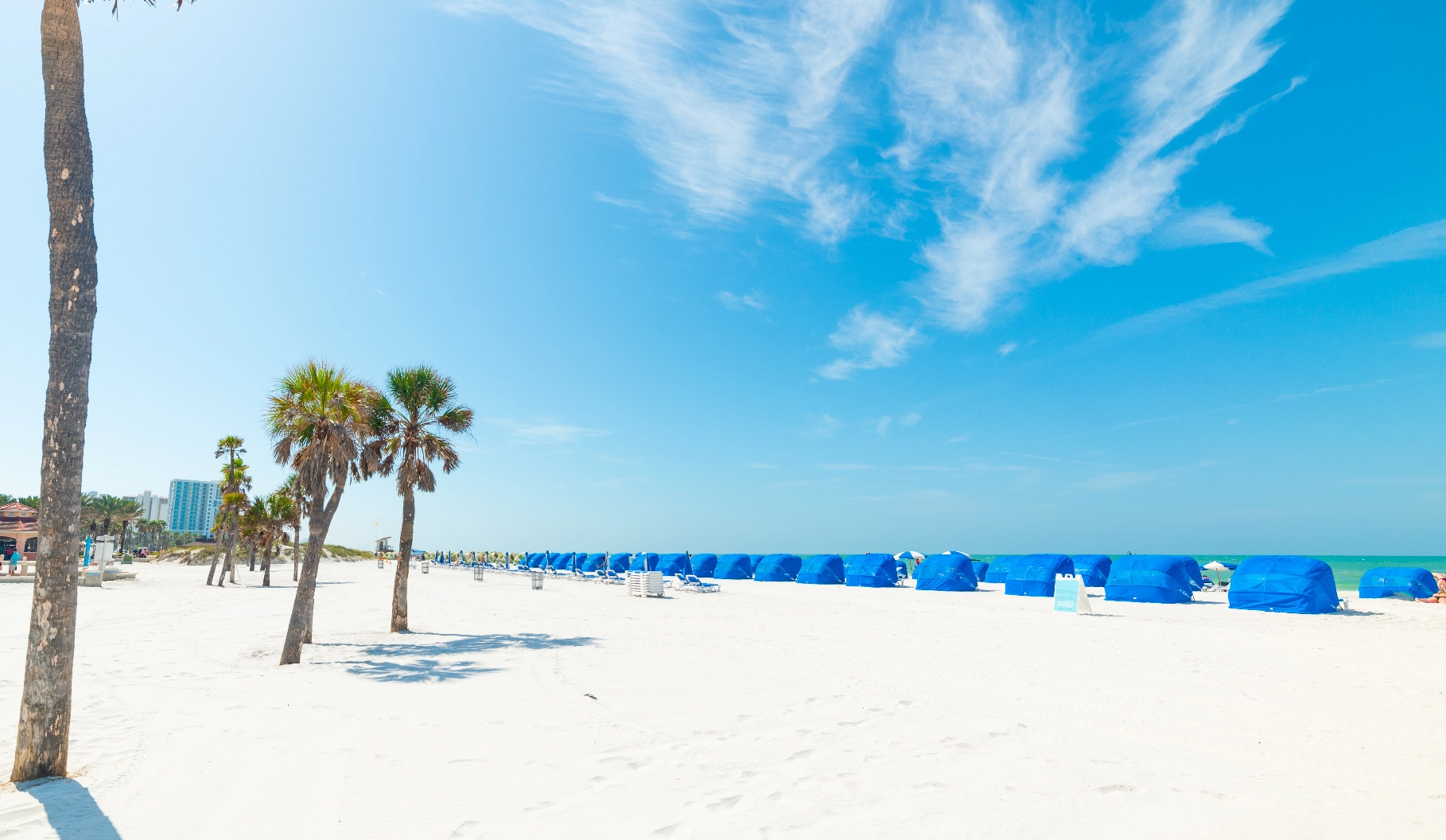 White sand contrasting with the clear blue sky on Clearwater Beach.