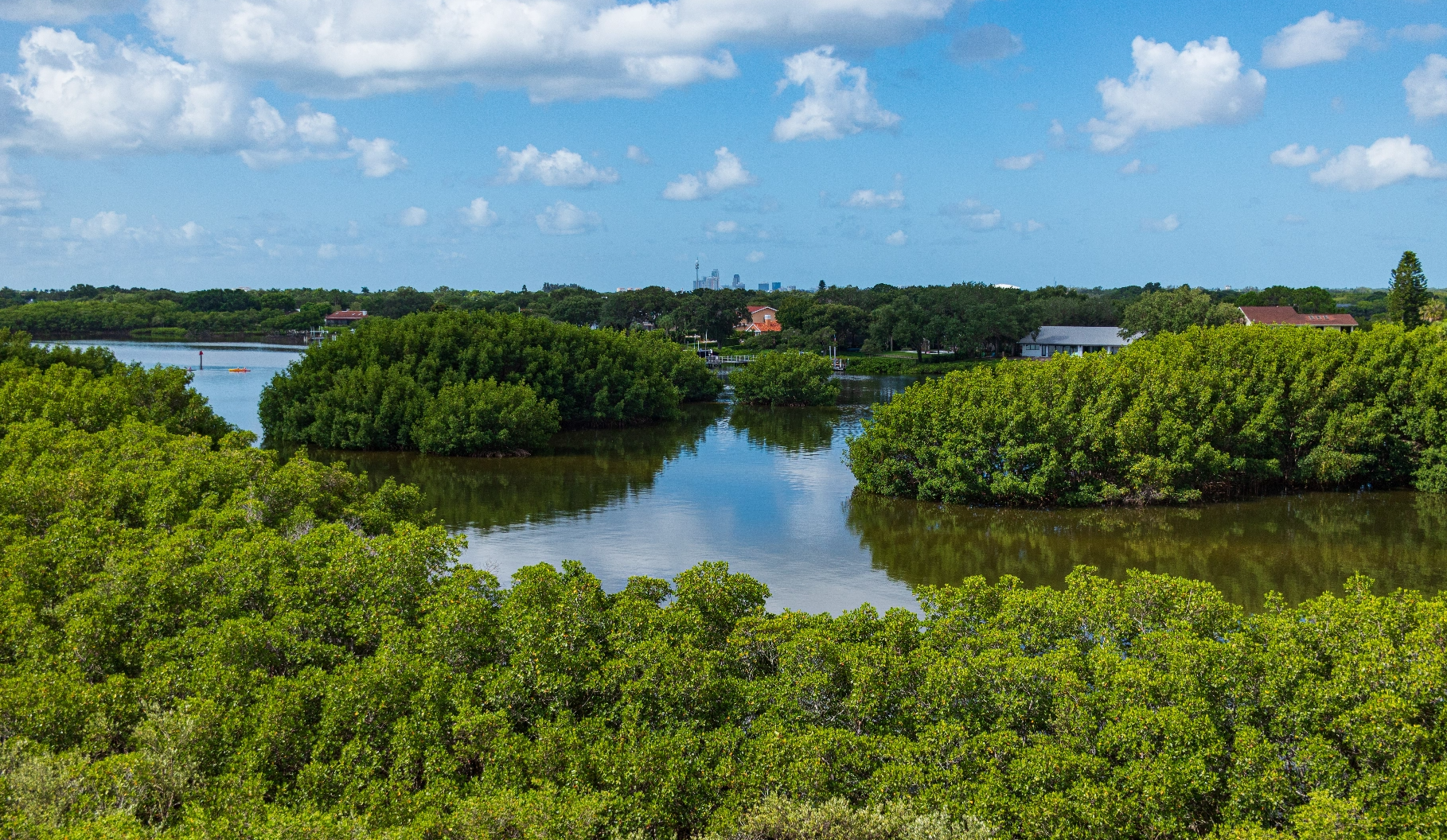 Aerial shot of Weedon Island.