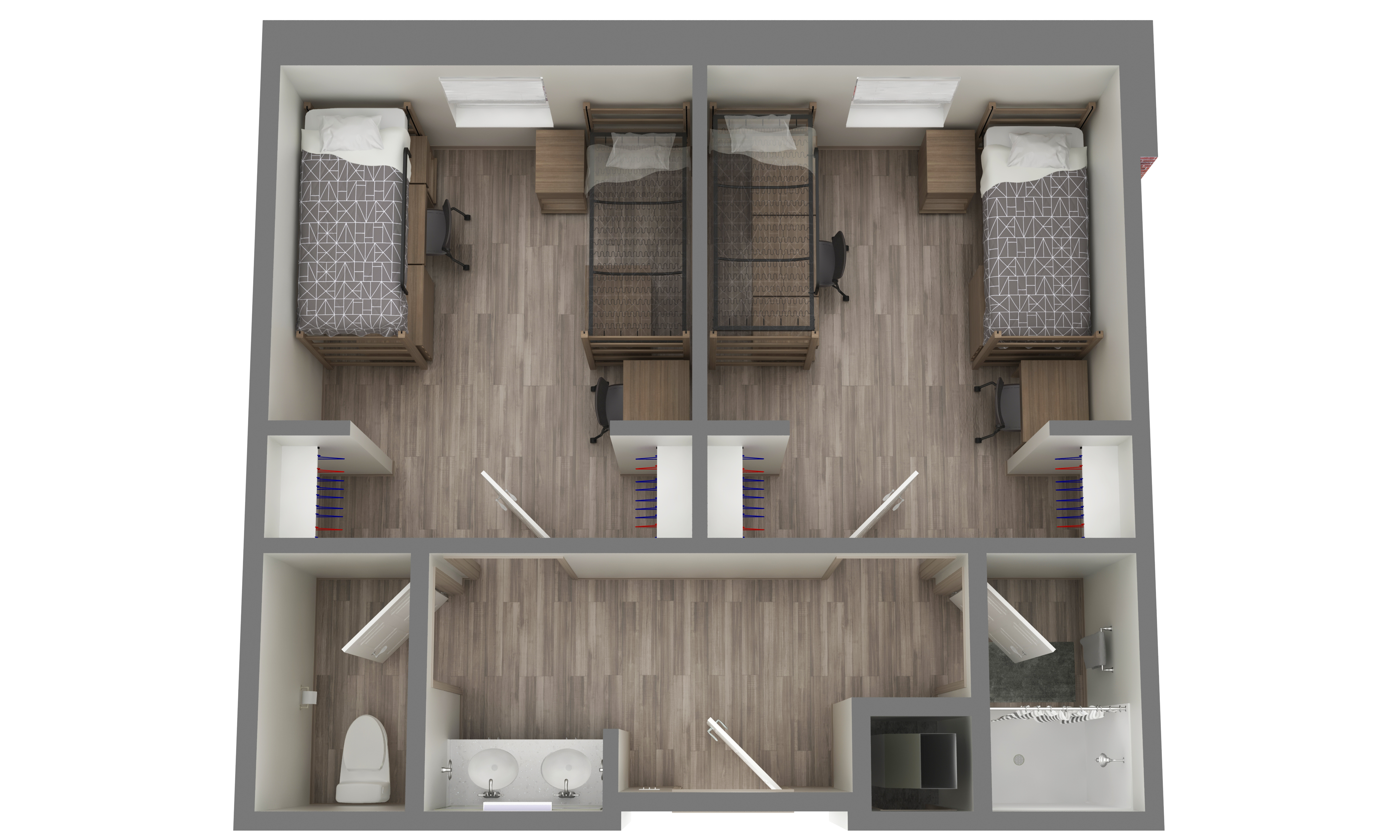 USF's St. Pete housing apartment floor plans.
